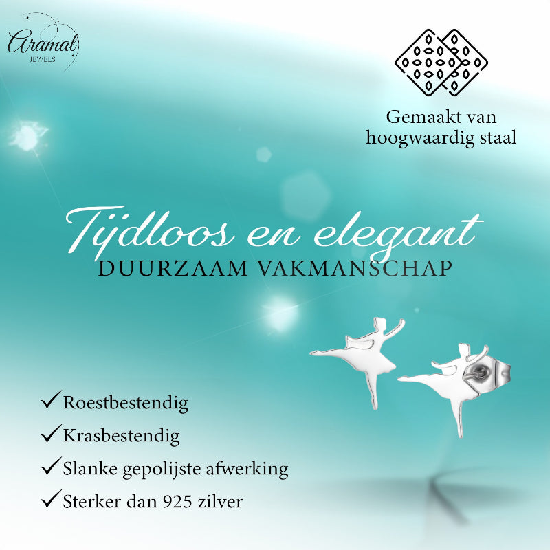 Boucles d'oreilles ballerines en acier inoxydable argenté, 11 mm