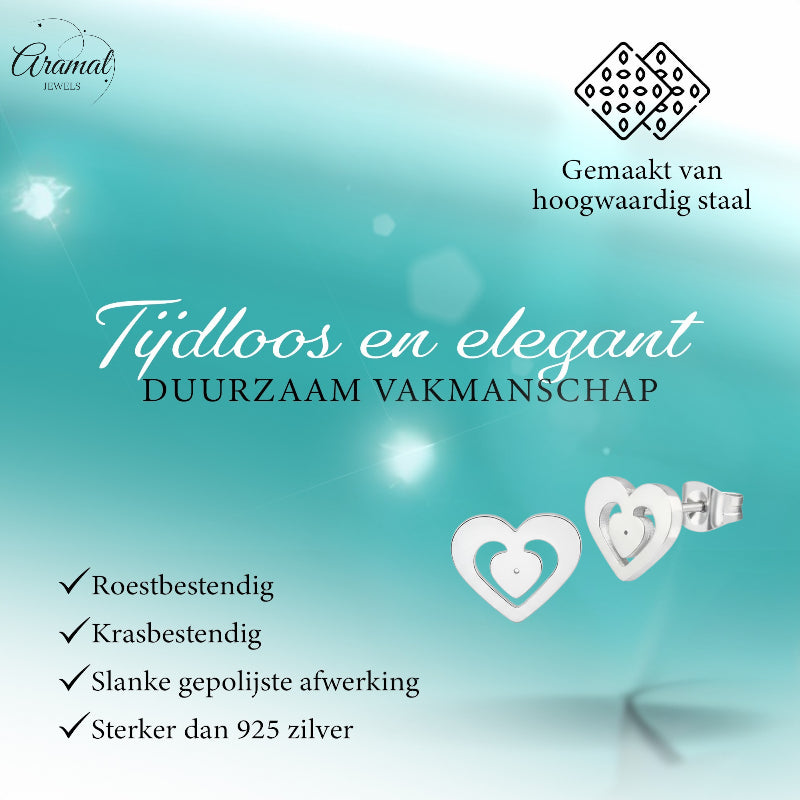 Stainless Steel Heart Stud Earrings Silver 11x9mm Openwork