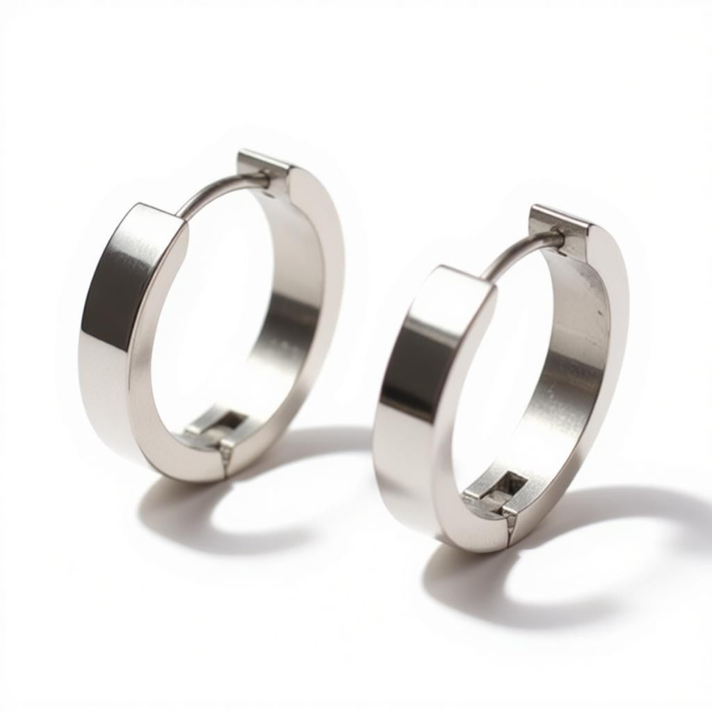 Stainless Steel Huggies Earrings Silver Color 17x4mm - Thick Hoops Unisex 