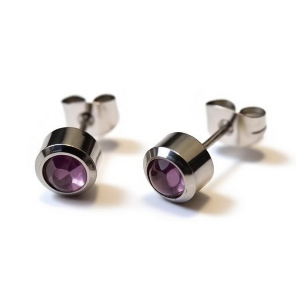 Earrings – Steel Light Purple Crystal (6mm)
