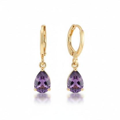 Gold-Colored Mini Earrings Girl – Purple Zirconia – 10mm