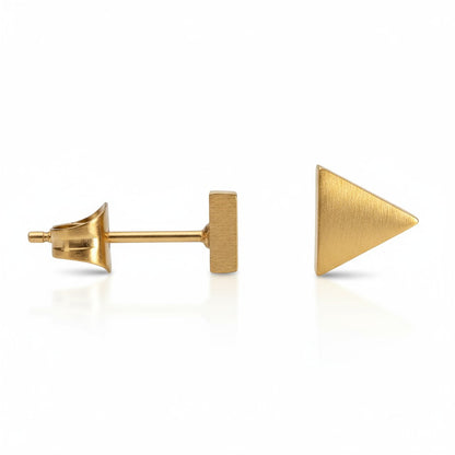 Stainless Steel Triangle Earrings Gold Color 5mm - Geometric Stud Earrings