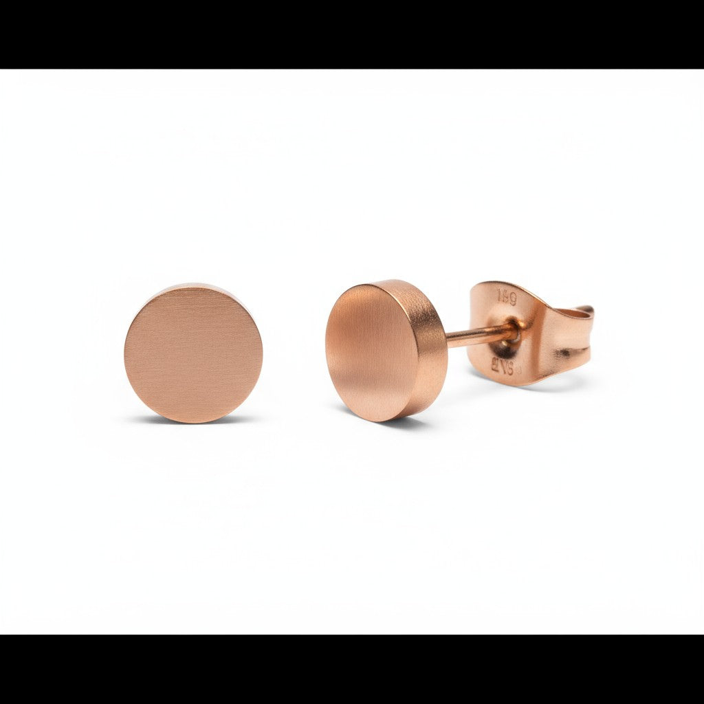 Rose-colored Round Ear Studs Stainless Steel 6mm