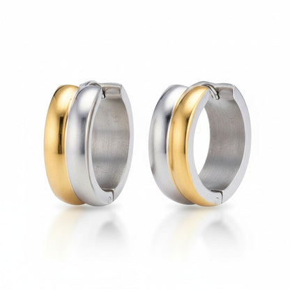 Boucles d'oreilles en acier inoxydable - Acier bicolore - Brillant 