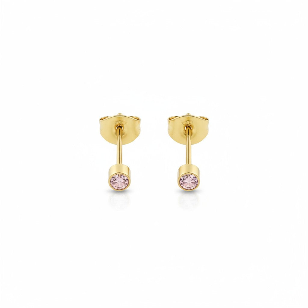 Mini studs pink zirconia - gold color
