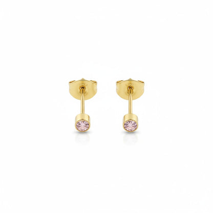 Mini studs pink zirconia - gold color