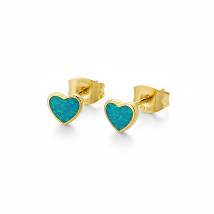 Steel enamel earrings heart with glitter 
