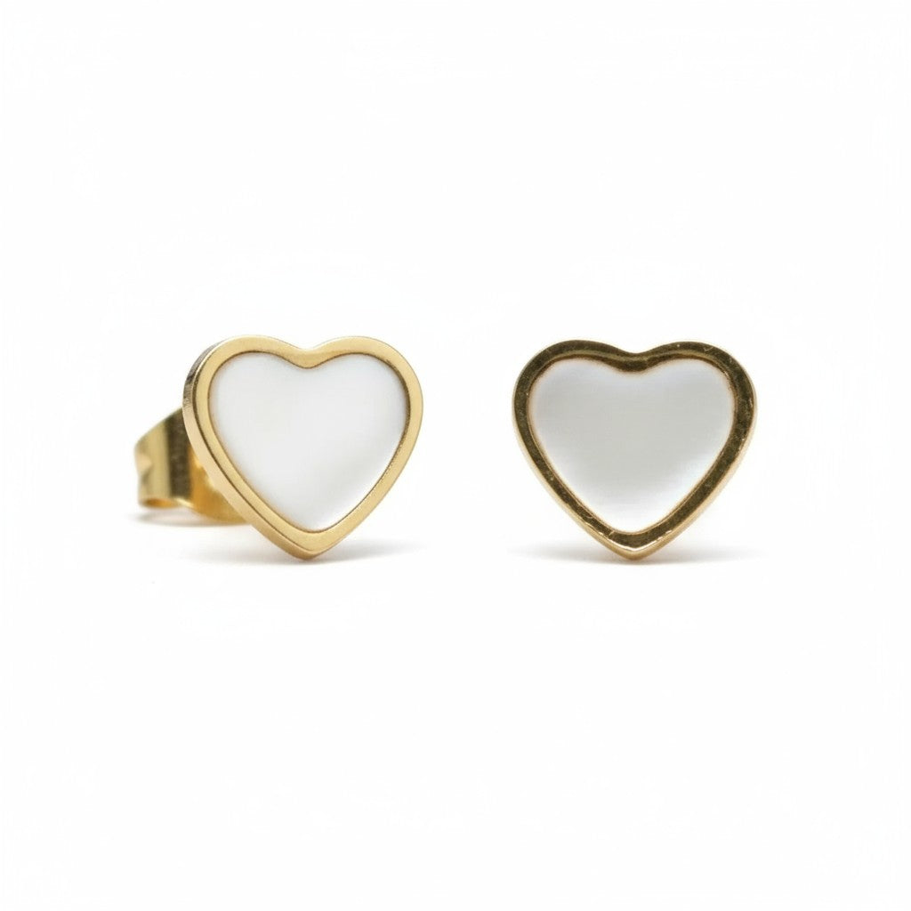 Heart Earrings in Stainless Steel with Enamel