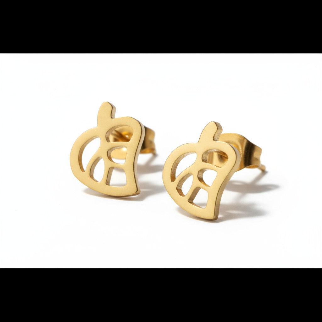 Boucles d'oreilles en forme de feuille dorée 10x8 mm 