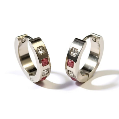 Boucles d'oreilles – Acier rose zircon transparent (17 mm) 