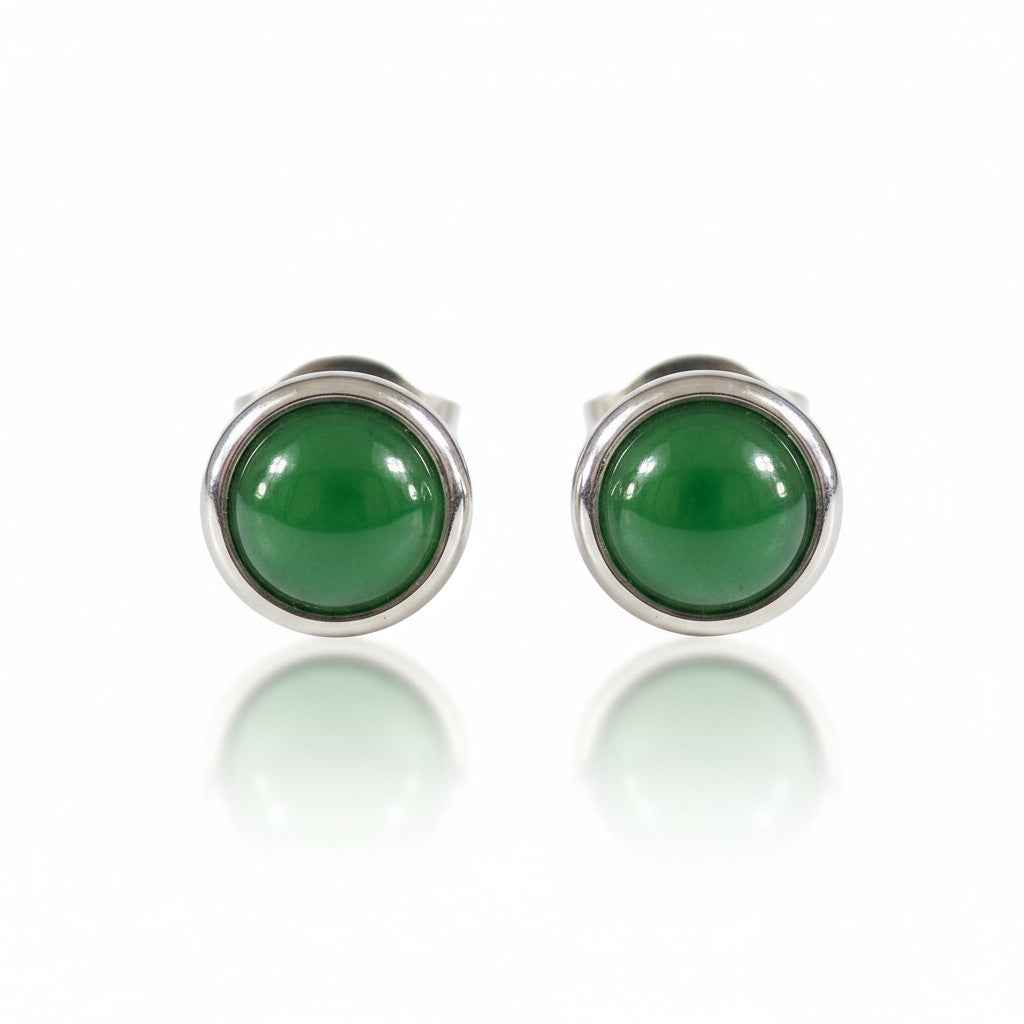 Boucles d'oreilles œil-de-chat en acier 8 mm – Vert