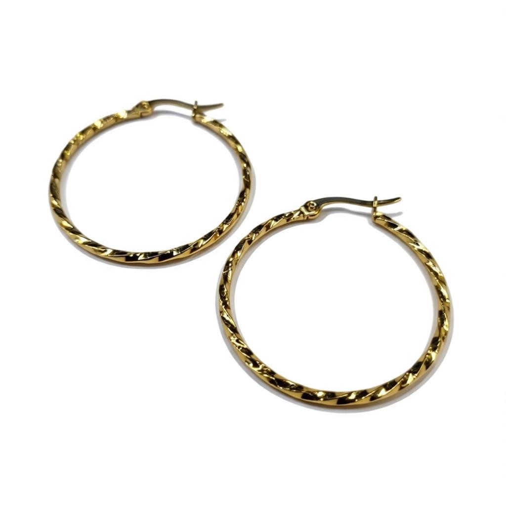 Steel hoop earrings gold-colored