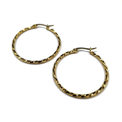 Steel hoop earrings gold-colored