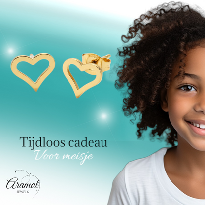 Stainless Steel Heart Earrings Gold Color 8mm Open