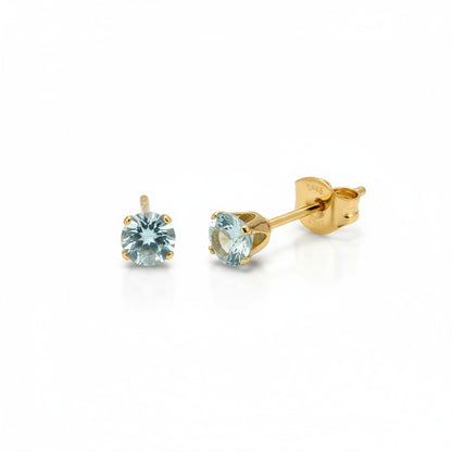Boucles d'oreilles en zircon bleu clair – 4 mm – Acier inoxydable