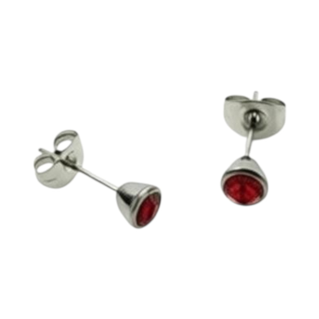 Earrings – Steel Crystal Red (5mm)