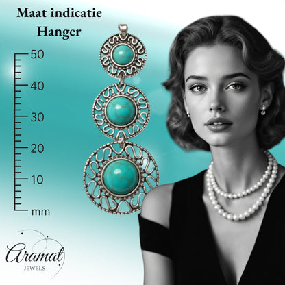 Boho Necklace with Marbled Turquoise Stones