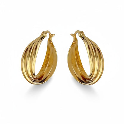Triple earrings for women – gold-colored 