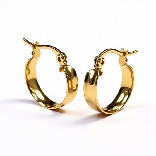Gold-colored Shiny Hoops Stainless Steel