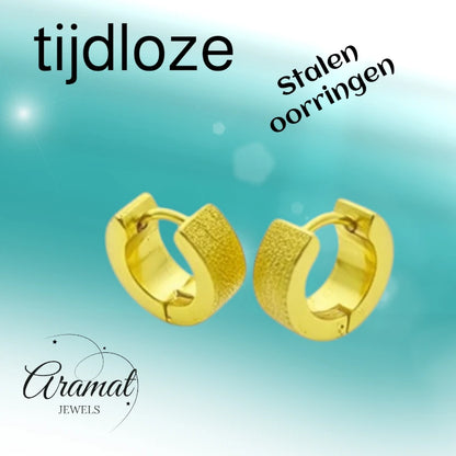 Boucles d'oreilles – Acier sablé couleur or (11 mm) 