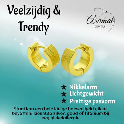 Boucles d'oreilles – Acier sablé couleur or (11 mm) 