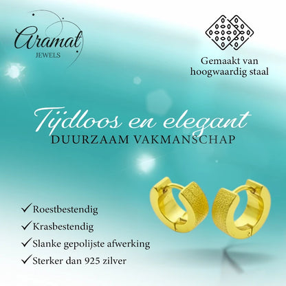 Boucles d'oreilles – Acier sablé couleur or (11 mm) 