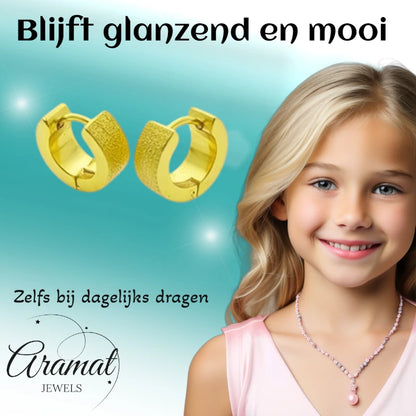 Boucles d'oreilles – Acier sablé couleur or (11 mm) 