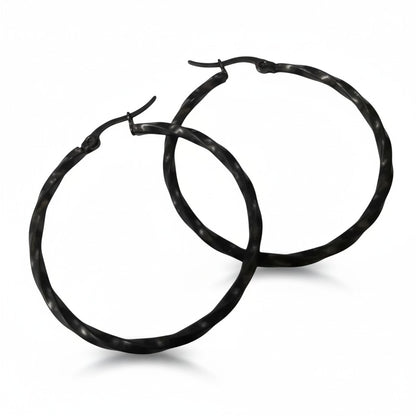Black Twisted Steel Earrings