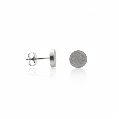 Earrings – 8mm Round Sandblasted Stainless Steel Silver Color Unisex