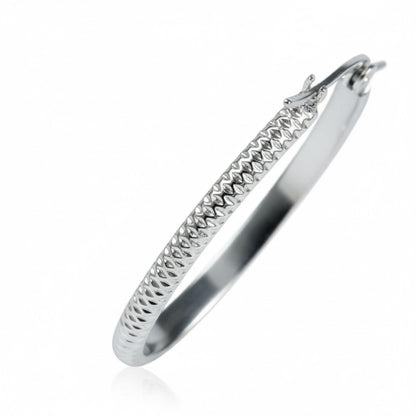 Earrings – 20mm Creole Dots Pattern Stainless Steel Silver Color Women