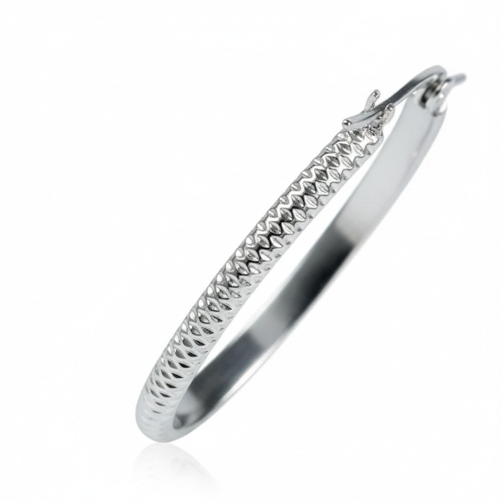 Earrings – 30mm Creole Dots Pattern Stainless Steel Silver Color Women