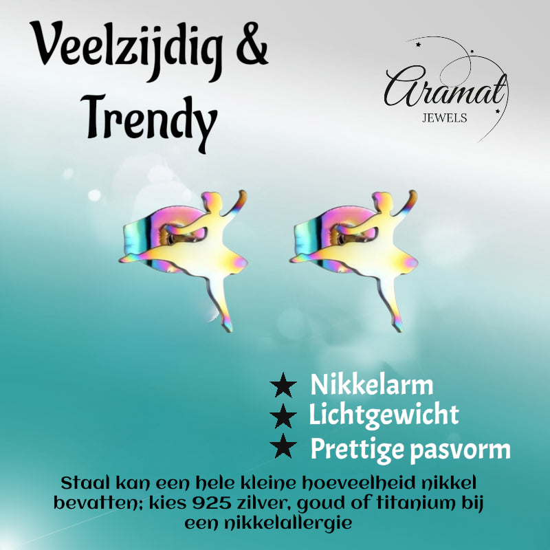 Ballerina Ear Studs Stainless Steel – Multicolor 11mm