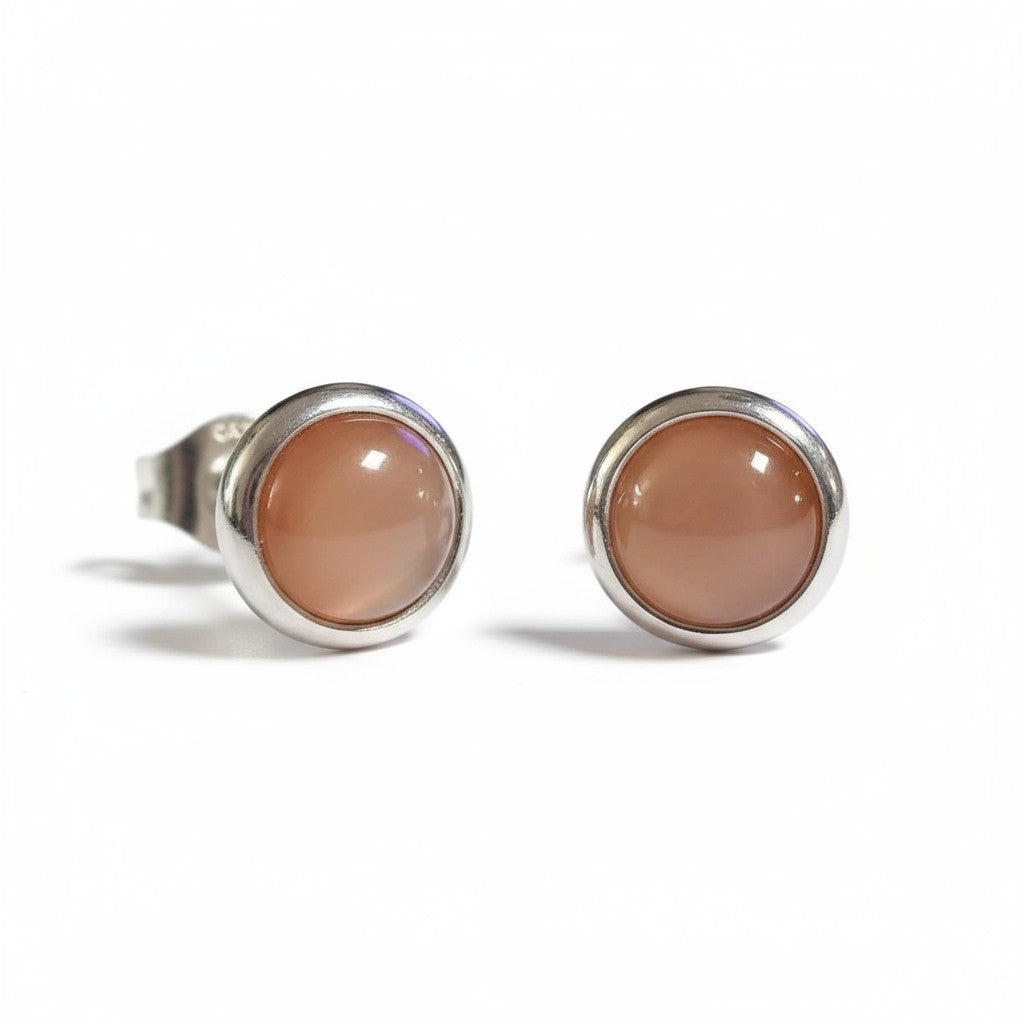 Boucles d'oreilles œil-de-chat en acier 8 mm – Orange/Rouge