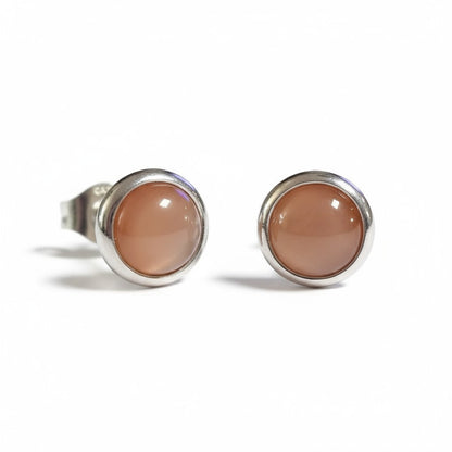 Boucles d'oreilles œil-de-chat en acier 8 mm – Orange/Rouge