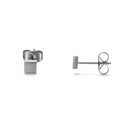 Stud Earrings – Steel Square Silver Colored (4mm) 