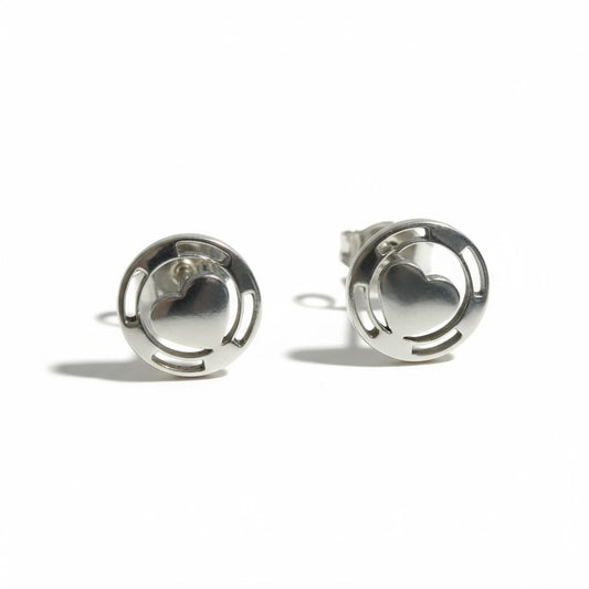 Steel Heart Earrings Silver Color 9mm Steel