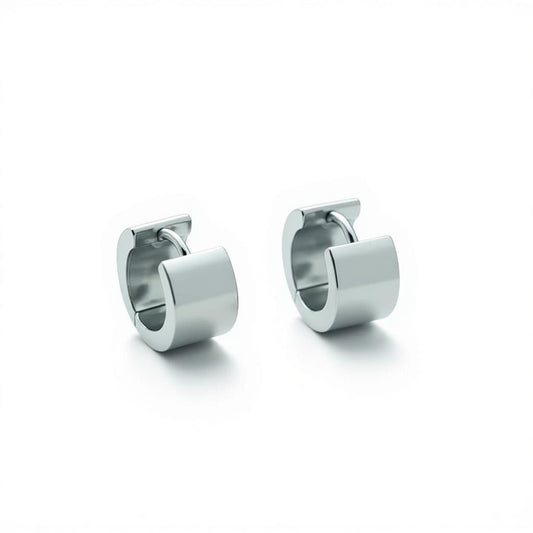 Earrings – Steel Huggies Silver-colored (16x7mm) 
