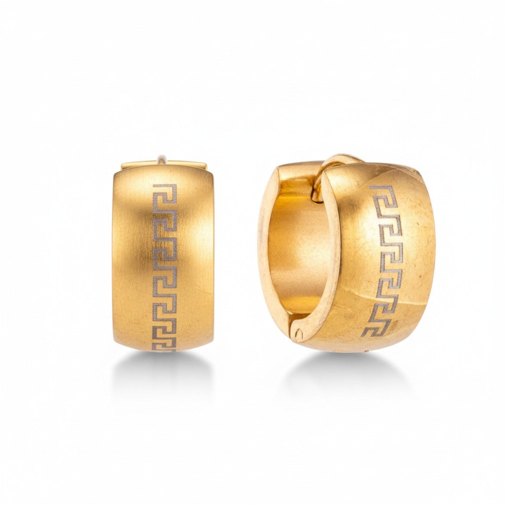 Earrings – 20mm Greek Symbol Stainless Steel Gold Color Unisex 