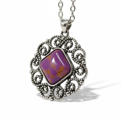 Purple Marbled Boho Necklace