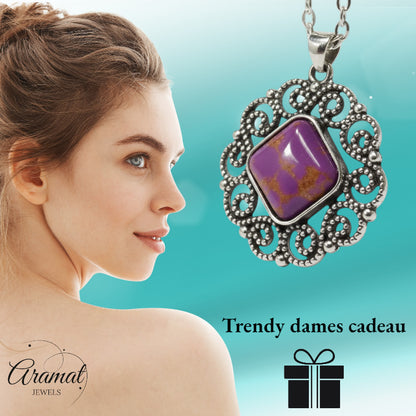 Purple Marbled Boho Necklace