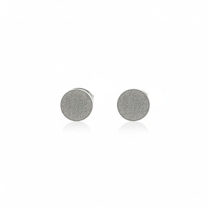 Earrings – 8mm Round Sandblasted Stainless Steel Silver Color Unisex