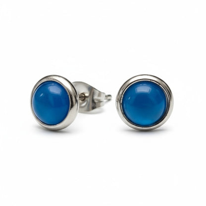Boucles d'oreilles œil-de-chat en acier 8 mm – Bleu foncé