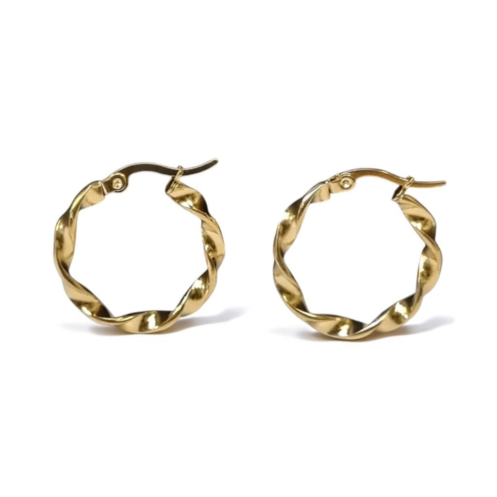 Golden Glamour Twisted Earrings - Twisted Hoops