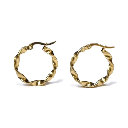 Golden Glamour Twisted Earrings - Twisted Hoops