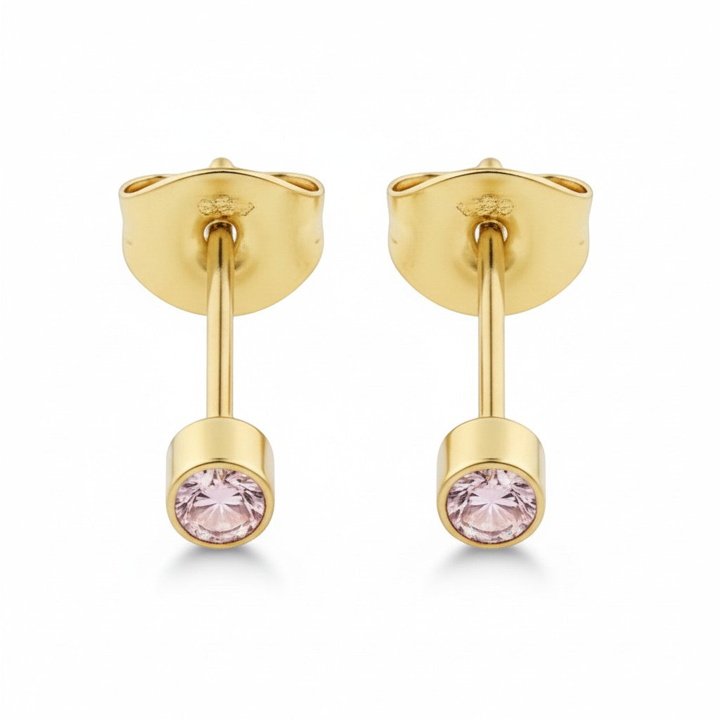 Mini studs pink zirconia - gold color