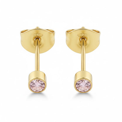 Mini studs pink zirconia - gold color
