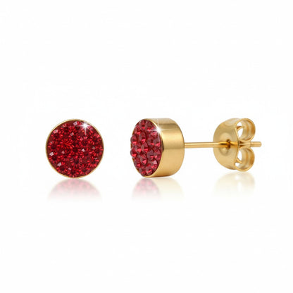 Boucles d'oreilles puces en cristal rouge 6 mm – couleur or 