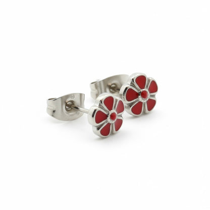 Steel enamel flower earrings 