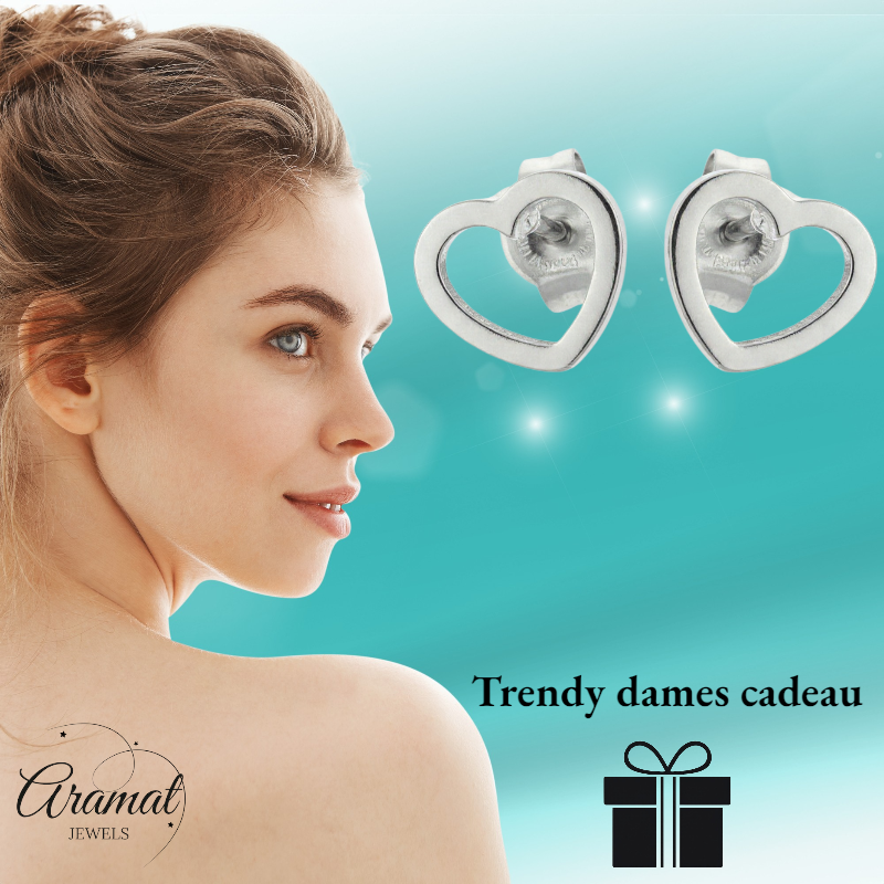 Boucles d'oreilles cœur en acier inoxydable argenté 6 mm ouvertes