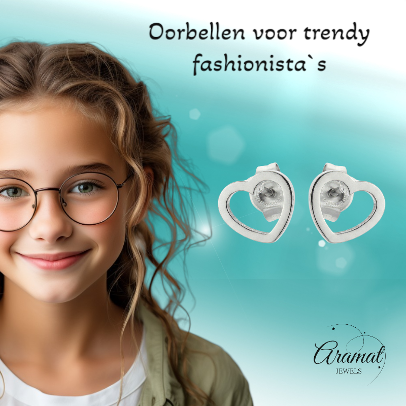 Boucles d'oreilles cœur en acier inoxydable argenté 6 mm ouvertes